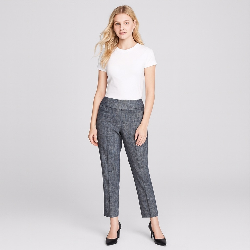 Cooper & Ella Plaid Ankle Pants Black White Stretch Career Trousers Size 14 NWT